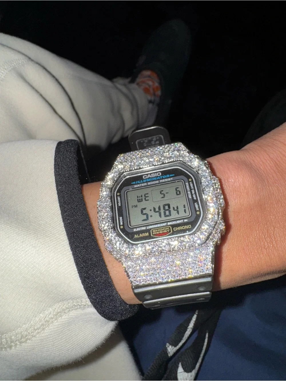 Casio Digital Watch with Sparkling Silver Moissanite Case